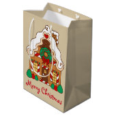 Gingerbrot Weihnachtsgeschenktasche Mittlere Geschenktüte (Rückseite Schrägansicht)