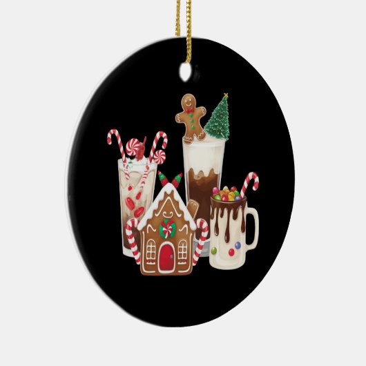Gingerbrot Weihnachtskaffee Lover Weihnachtsgesche Keramik Ornament (Rechts)