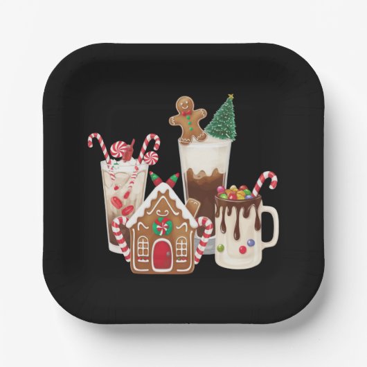 Gingerbrot Weihnachtskaffee Lover Weihnachtsgesche Pappteller (Vorderseite)