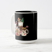 Gingerbrot Weihnachtskaffee Lover Weihnachtsgesche Zweifarbige Tasse (Vorderseite Links)
