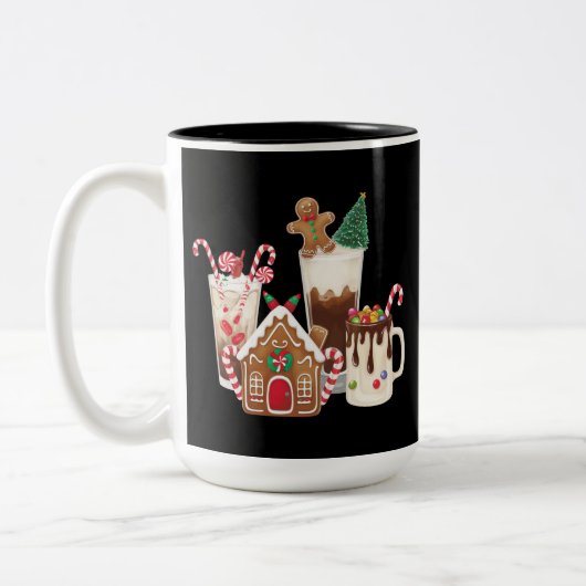 Gingerbrot Weihnachtskaffee Lover Weihnachtsgesche Zweifarbige Tasse (Links)