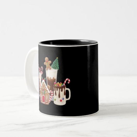 Gingerbrot Weihnachtskaffee Lover Weihnachtsgesche Zweifarbige Tasse (Vorderseite Links)