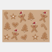 Gingerbrot Weihnachtskeksformen auf Braun Geschenkpapier Set (Vorderseite 2)