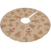 Gingerbrot Weihnachtskeksformen auf Braun Polyester Weihnachtsbaumdecke (Schrägansicht)