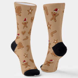 Gingerbrot Weihnachtskeksformen auf Braun Socken