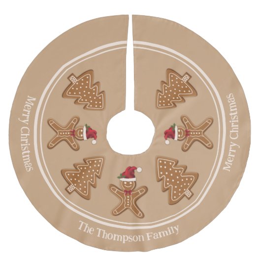 Gingerbrot Weihnachtskeksformen mit Text Polyester Weihnachtsbaumdecke (Vorderseite)