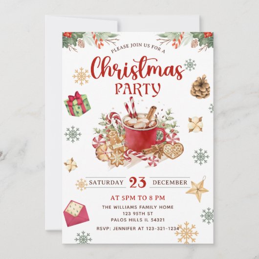 Gingerbrot Weihnachtskost Cocoa Feiertag Party Einladung (Vorderseite)