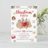 Gingerbrot Weihnachtskost Cocoa Feiertag Party Einladung (Stehend Vorderseite)