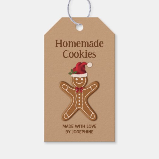 Gingerbrot Weihnachtskost - hausgemachte Cookies Geschenkanhänger (Vorderseite)