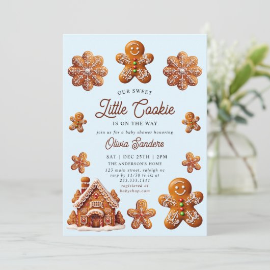 Gingerbrot Weihnachtsküche Kinderdusche Einladung (Stehend Vorderseite)