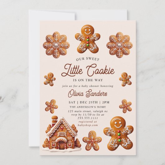 Gingerbrot Weihnachtsküche Kinderdusche Einladung (Vorderseite)