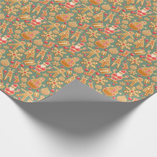Gingerbrot Weihnachtsmuster Geschenkpapier (Ecke)