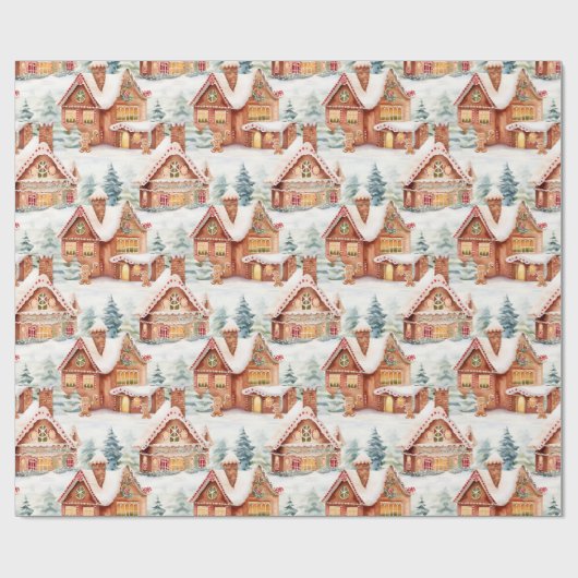 Gingerbrot Weihnachtsmuster Geschenkpapier (Flach)