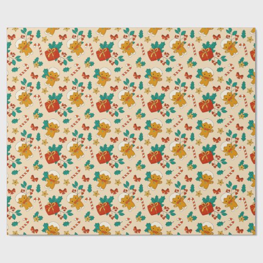 Gingerbrot Weihnachtsmuster Geschenkpapier (Flach)