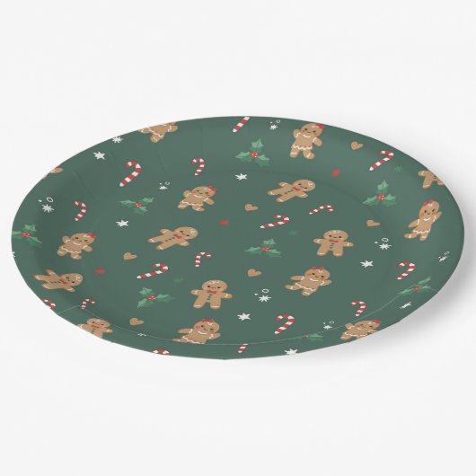 Gingerbrot Weihnachtspapier-Teller Pappteller (Schrägansicht)