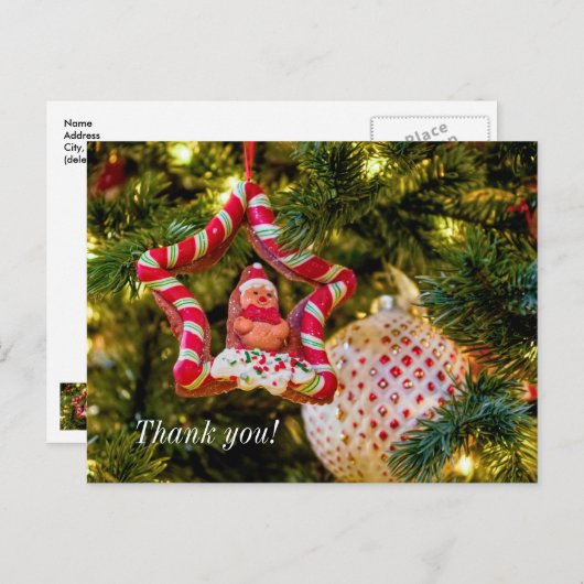 Gingerbrot Weihnachtsschmuck Danke Postcard Postkarte (Vorne/Hinten)