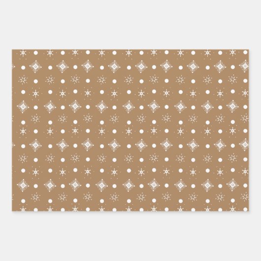 Gingerbrot Weihnachtsschneeflocken Brown Geschenkpapier Set (Vorderseite 3)