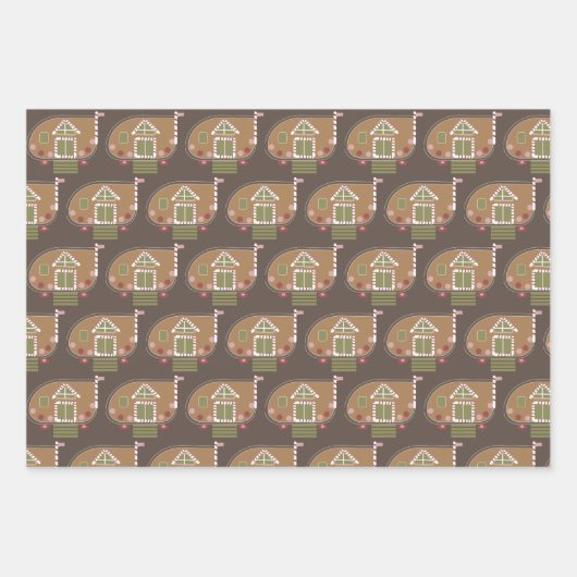 Gingerbrot Weihnachtsschneeflocken Brown Geschenkpapier Set (Vorderseite 2)