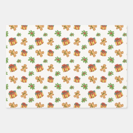  Gingerbrot Weihnachtswrapping Paper Geschenkpapier Set (Vorderseite)