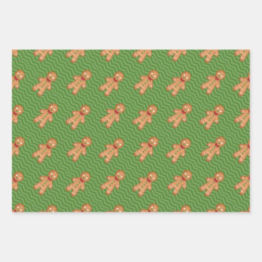 Gingerbrot Weihnachtswrapping Paper Sheets Geschenkpapier Set (Vorderseite 3)