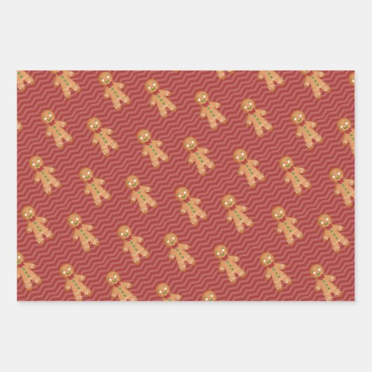 Gingerbrot Weihnachtswrapping Paper Sheets Geschenkpapier Set (Vorderseite 2)