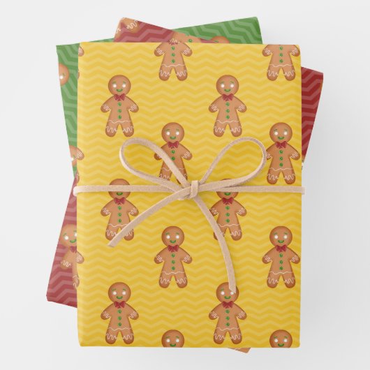 Gingerbrot Weihnachtswrapping Paper Sheets Geschenkpapier Set (Beispiel)