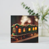 Gingerbrot Weihnachtszug Einladung (Stehend Vorderseite)