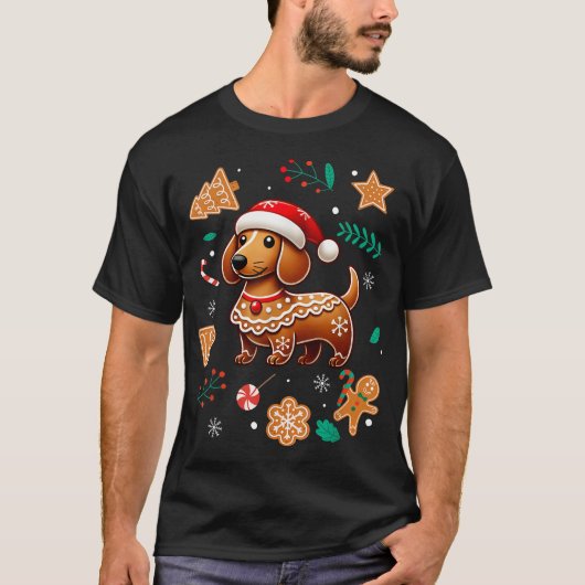 Gingerbrot Weiner Dog Lover Dackel Weihnachten T-Shirt (Vorderseite)