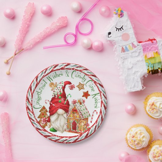 Gingerbrot Wünsche und Candy Cane Kisses Pappteller (Party)