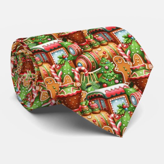 Gingerbrot Zug Holiday Neck Tie Krawatte (Gerollt)