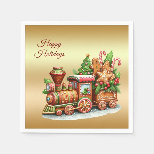 Gingerbrot Zug Holiday Paper Napkin Serviette (Vorderseite)