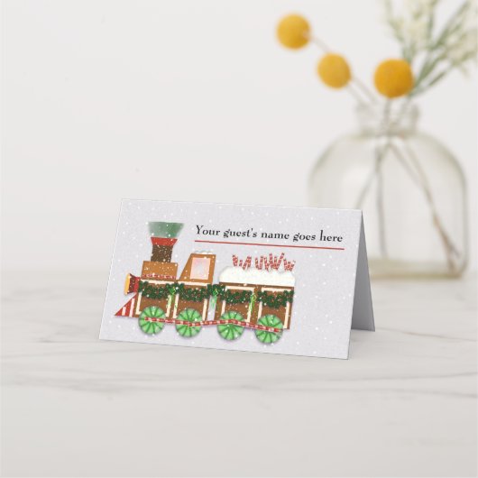 Gingerbrot Zug Weihnachtsgebäck Party Platzkarte (Vorderseite)