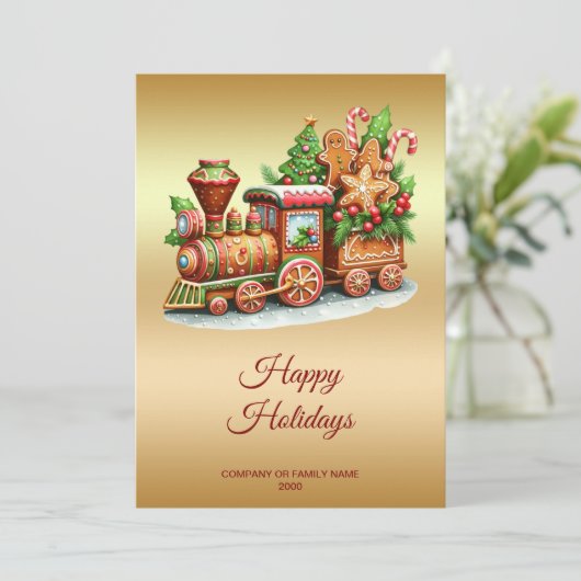 Gingerbrot-Zugreisekarte Feiertagskarte (Stehend Vorderseite)