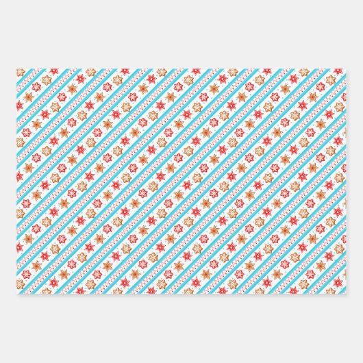 Gingerbrote Cookies für Ihren Urlaub in Rot, Grün Geschenkpapier Set (Vorderseite 2)