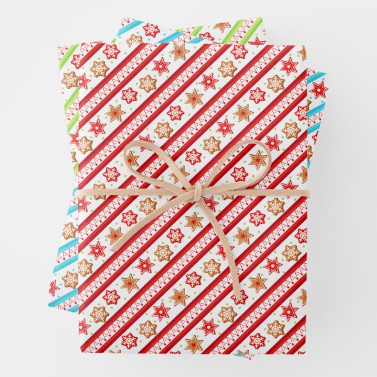 Gingerbrote Cookies für Ihren Urlaub in Rot, Grün Geschenkpapier Set (Beispiel)