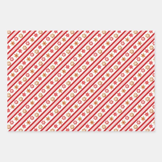 Gingerbrote Cookies für Ihren Urlaub in Rot, Grün Geschenkpapier Set (Vorderseite)