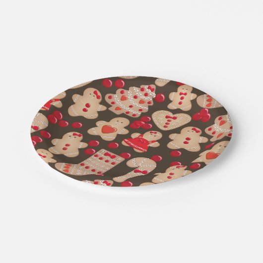 Gingerbrote Cookies Holiday Cookie Exchange Party Pappteller (Schrägansicht)