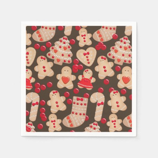 Gingerbrote Cookies Holiday Cookie Exchange Party Serviette (Vorderseite)