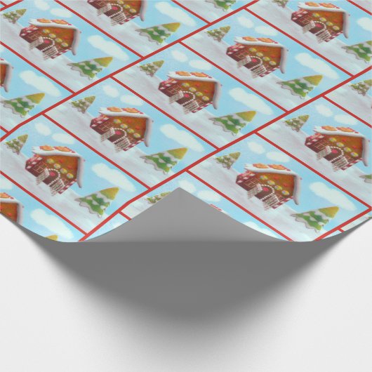 Gingerbrothaus im Schnee Geschenkpapier (Ecke)