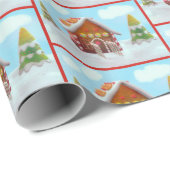 Gingerbrothaus im Schnee Geschenkpapier (Rolleneckpunkt)