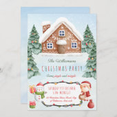 Gingerbrothaus Weihnachtsfeierliche Party Einladun Einladung (Vorne/Hinten)