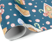 Gingerbrothäuser & Candy Canes Roll Geschenkpapier (Rolleneckpunkt)