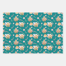 Gingerbrothäuser & Candy Canes Set Geschenkpapier Set