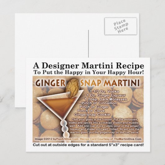 Gingernap Martini Rezept Postkarte (Vorne/Hinten)