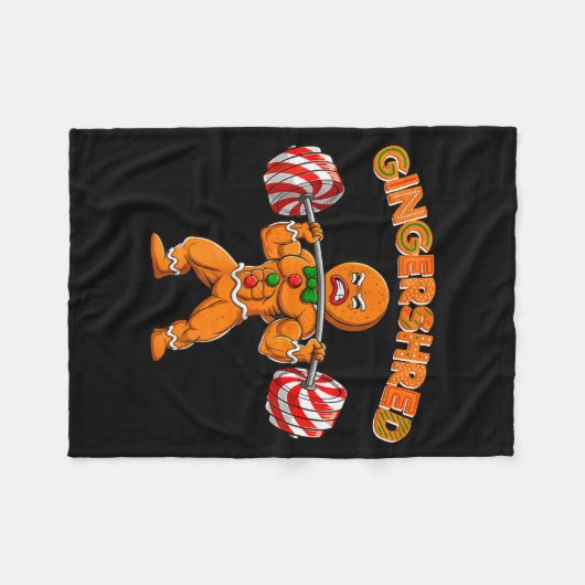 Gingershred Bodybuilder Funny Gingerbread Man Weig Fleecedecke (Vorderseite (Horizontal))