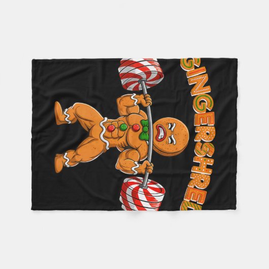 Gingershred Bodybuilder Funny Gingerbread Man Weig Fleecedecke (Vorderseite (Horizontal))