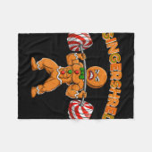 Gingershred Bodybuilder Lustiger Lebkuchenmann Wei Fleecedecke (Vorderseite (Horizontal))