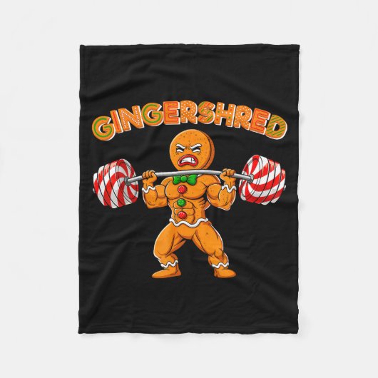 Gingershred Christmas Gingerbread Man Gym Bodybuil Fleecedecke (Vorderseite)
