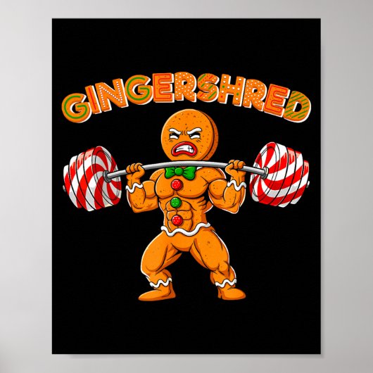 Gingershred Christmas Gingerbread Man Gym Bodybuil Poster (Vorne)