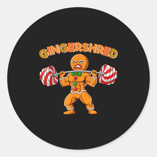 Gingershred Christmas Gingerbread Man Gym Bodybuil Runder Aufkleber (Vorderseite)